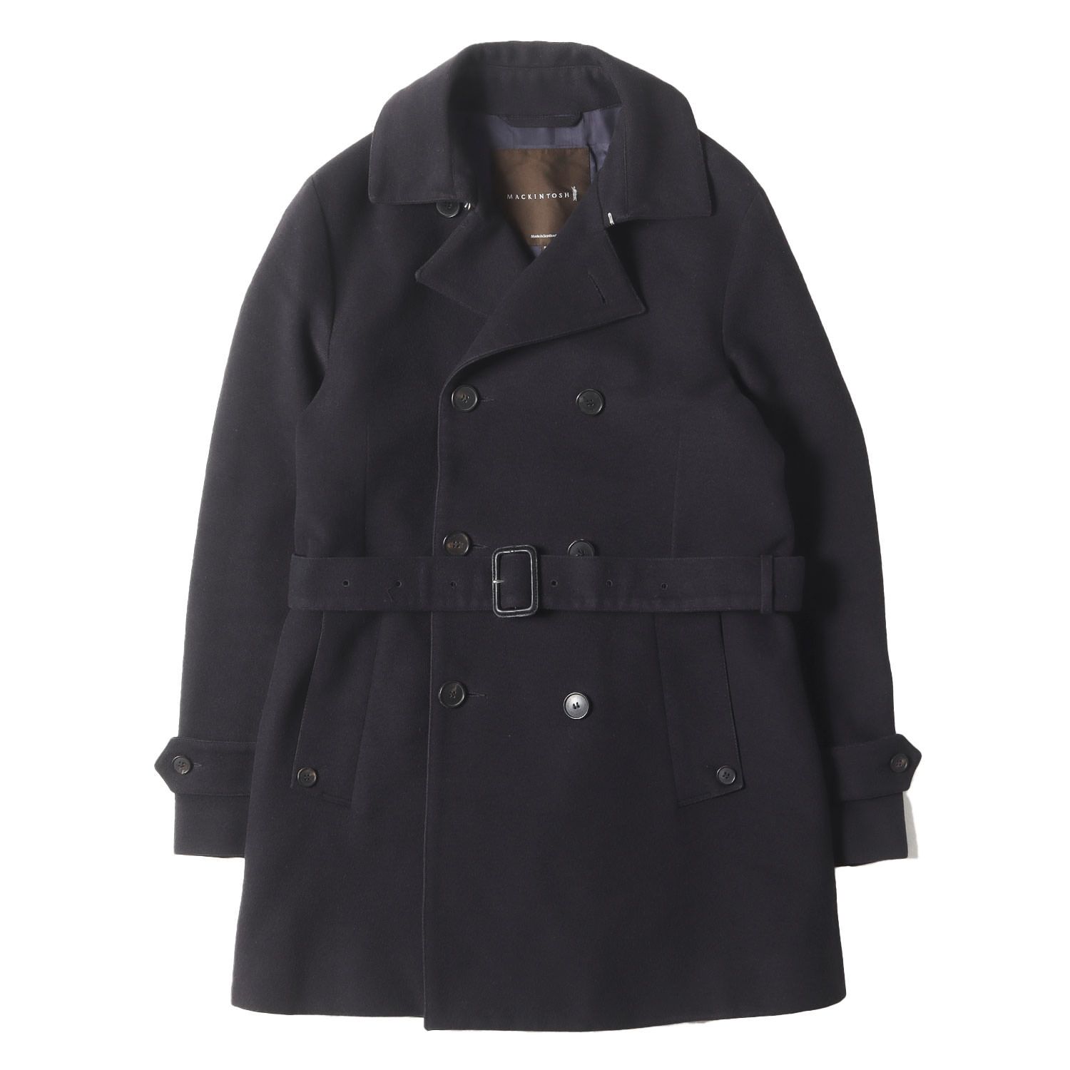 マッキントッシュ　トレンチコート　英国製　ウール　ミドル丈　ネイビー　メンズ38 MACKINTOSH マッキントッシュ コート ネイビー サイズ:38