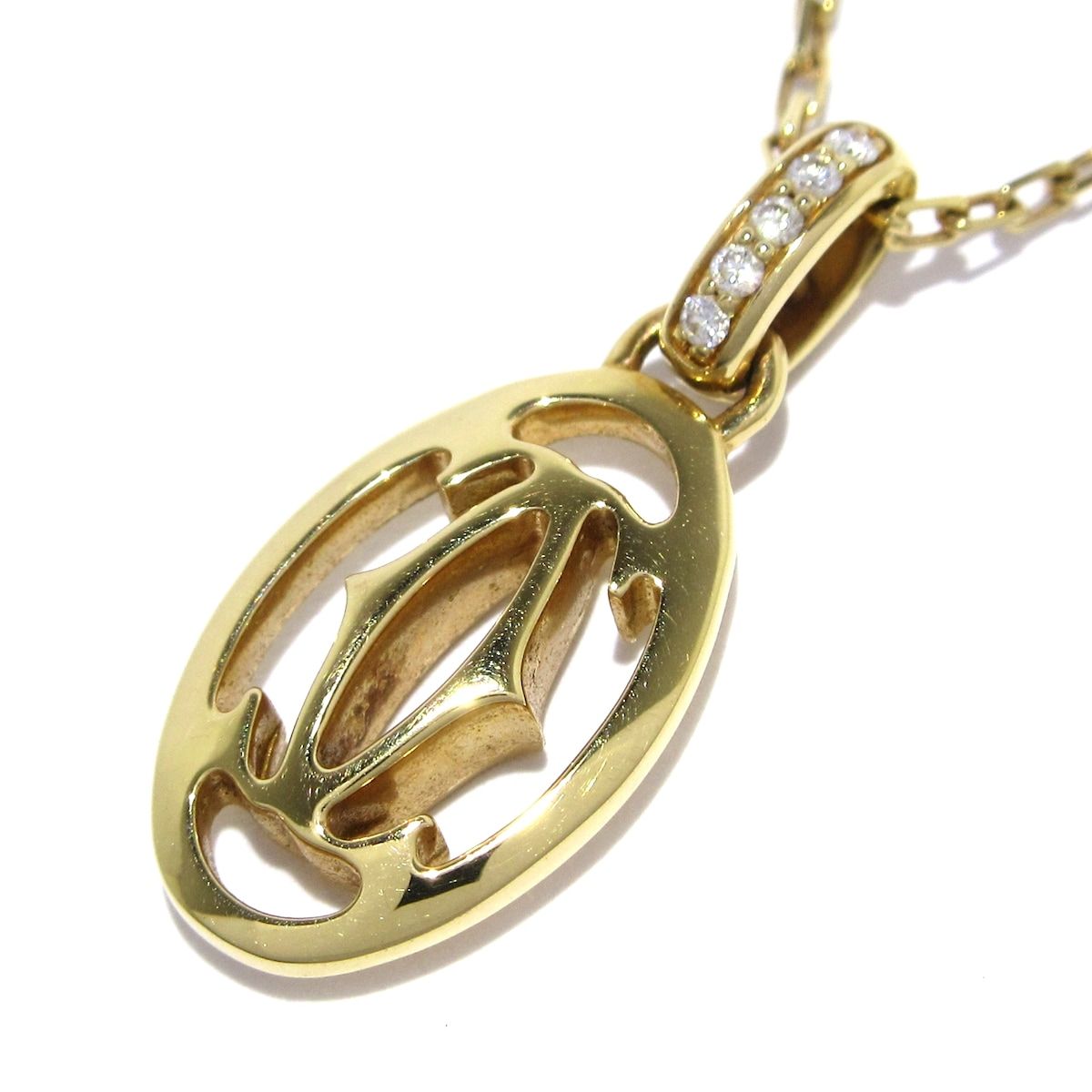 Cartier カルティエ ネックレス ロゴドゥーブルC K18PG×ダイヤモンド 5Pダイヤ