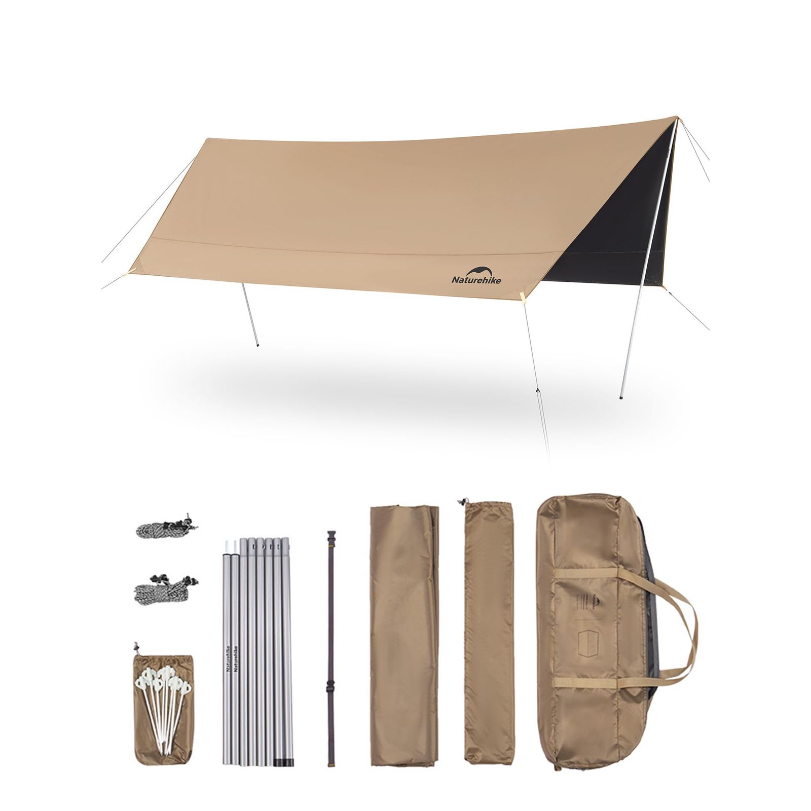 Naturehike 避暑タープ 防水18000＋ UPF2000 内外温度差15℃ 日除け UVカット 遮熱 遮光 焚火可 防風 多用途 11|17㎡ 軽量 コンパクト 4*2.92m|5*3.8m 大型 引き裂き防止 サンシェルター ソロキャンプ ポ…