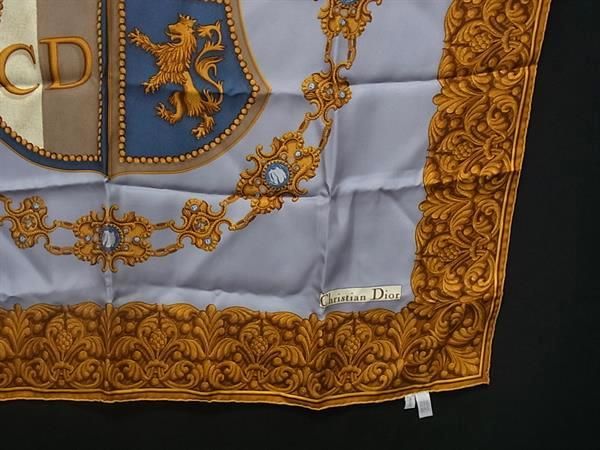 Christian Diorトロッター総柄シルク大判スカーフ ブラウン