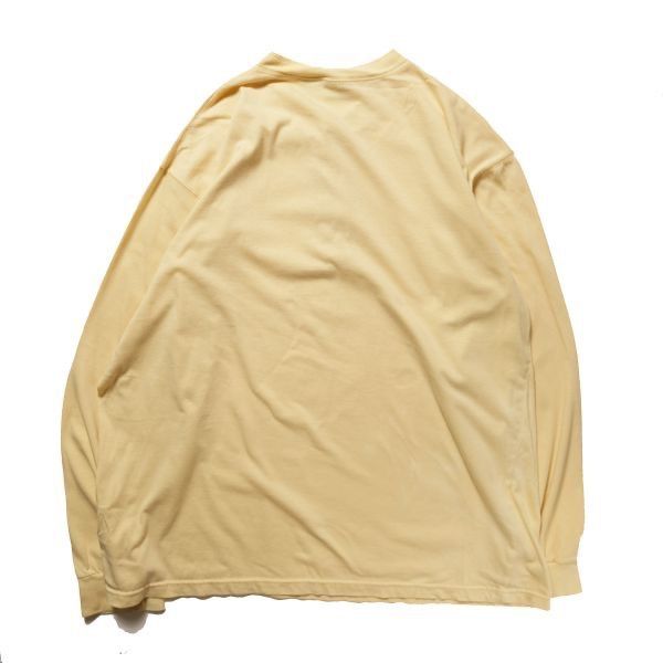 90's USA製 LLビーン ヘンリーネック コットン Tシャツ 長袖 (XL) 黄色 無地 ロンT 90年代 アメリカ製 旧タグ オールド LLBEAN アウトドア アメリカ古着 USED  ビンテージ ヴィンテージ