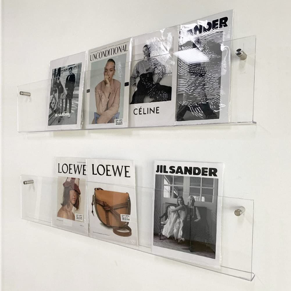39日間返品保証。 在庫処分 60*15*5cm パンフレットスタンド 壁面収納 80*15*5cm ラック 本棚 壁掛け棚 雑誌ラック 100*15*5cm アクリル製 北欧 INS風 マガジンスタンド おすすめ 透明 100*20*3.5cm 壁掛け マガジンラック 人気の新商品が続々入荷。