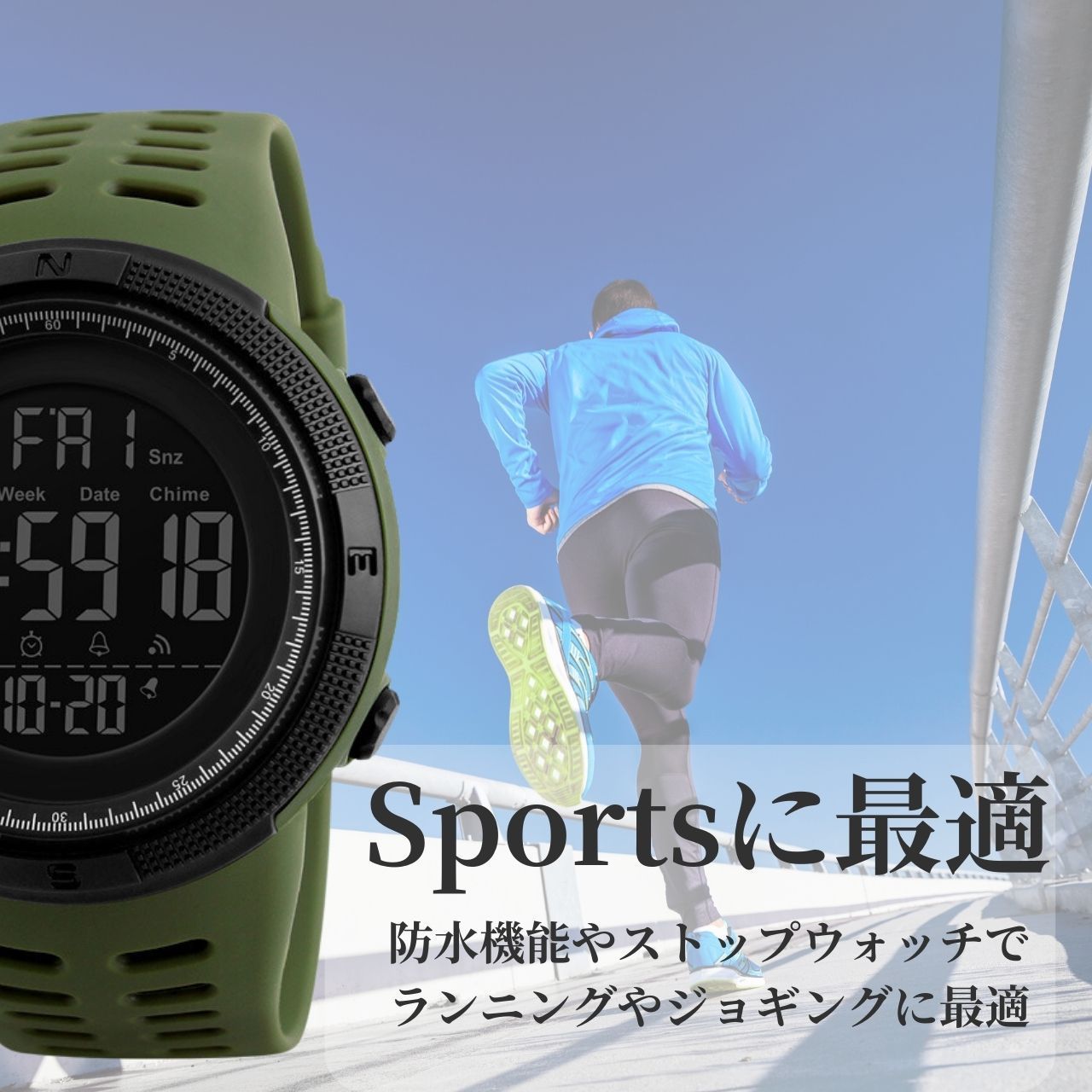 メンズデジタルスポーツウォッチ ストップウォッチアラームカレンダー付き 防水 超薄型 ビッグフェイス デュアルタイム腕時計 男女兼用, 　並行輸入 メンズデジタルスポーツウォッチ ストップウォッチアラームカレンダー