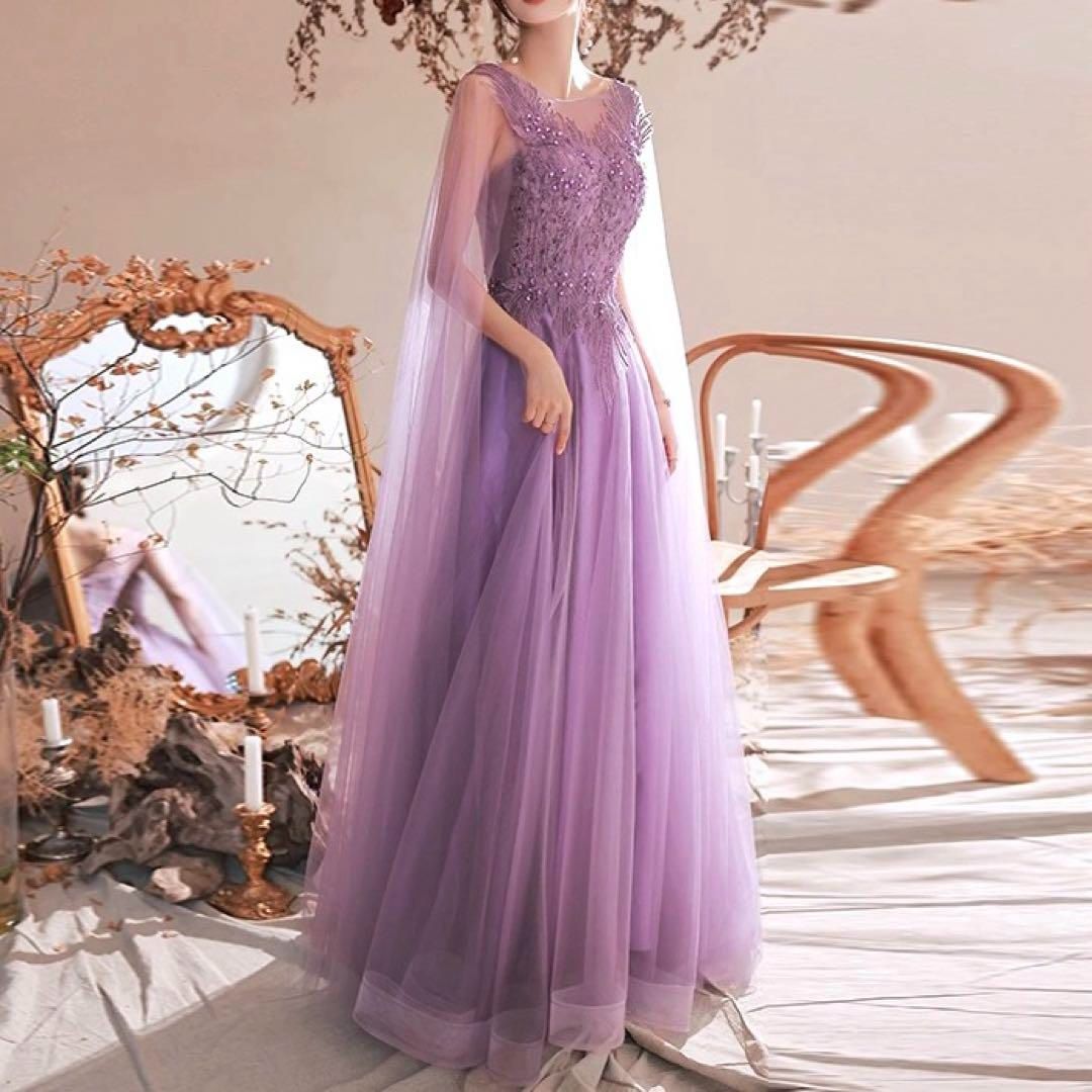 レディースファッション お花のデザインにチュールがオシャレでゴージャスなロングドレス