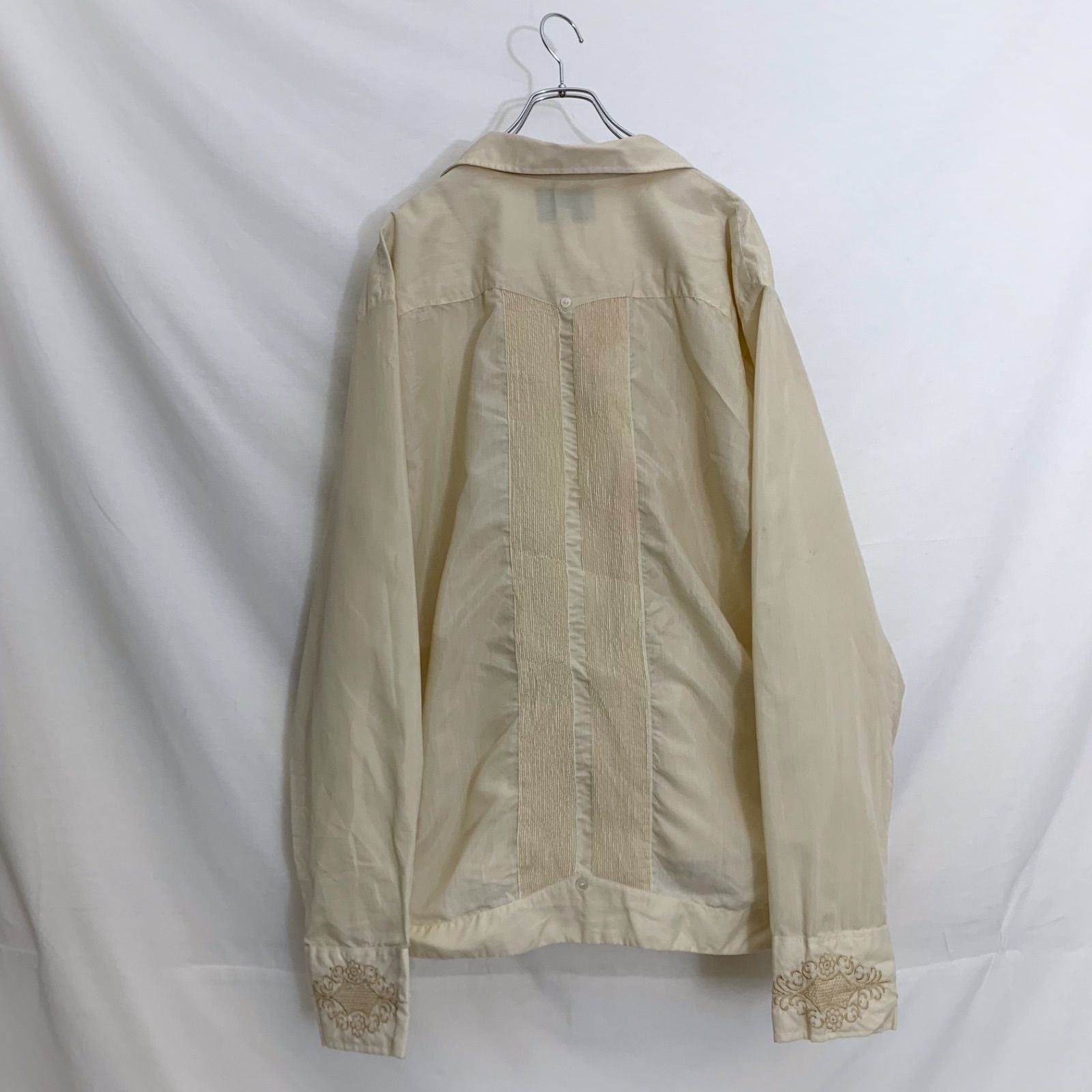 70s キューバシャツ 長袖 メキシカンシャツ グアヤベラ 長袖シャツ