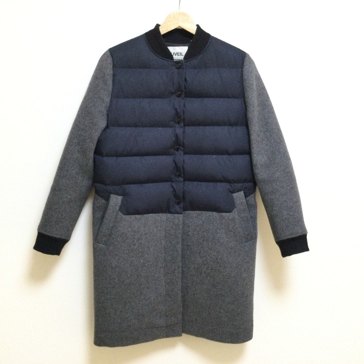 MUVEIL WORK ミュベールワーク ダウンコート サイズ36 S レディース - ネイビー×グレー×黒 長袖|冬