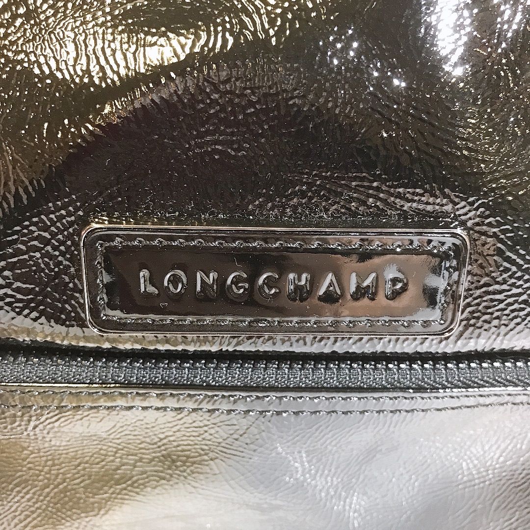 LONGCHAMP ロンシャン ドクターズバッグ ハンドバッグ エナメル ブラック レディース