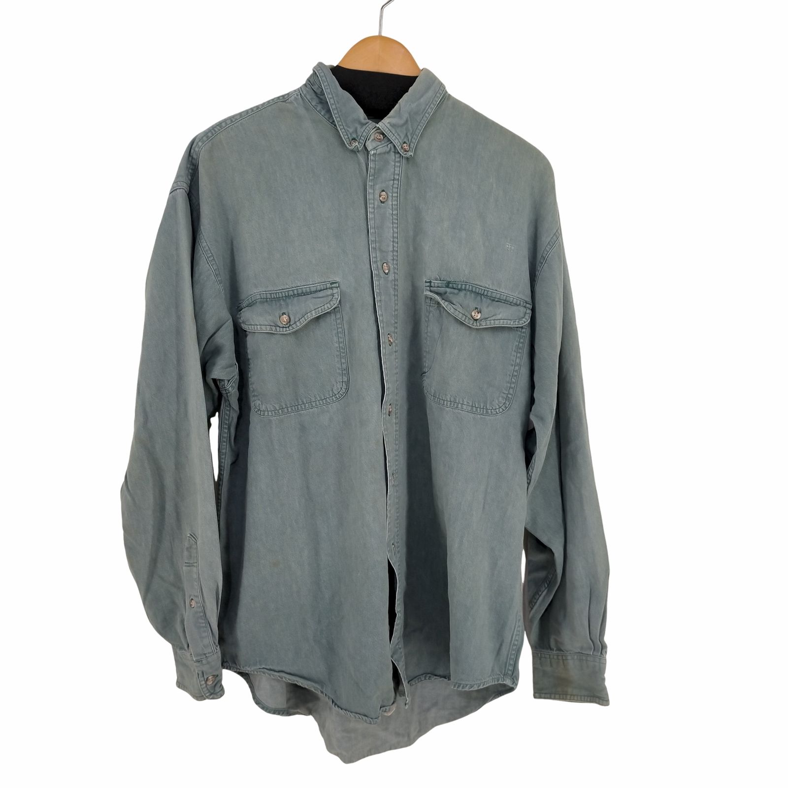 エディーバウアー Eddie Bauer 黒タグ後期 フラップポケット BDシャツ メンズ import：L 