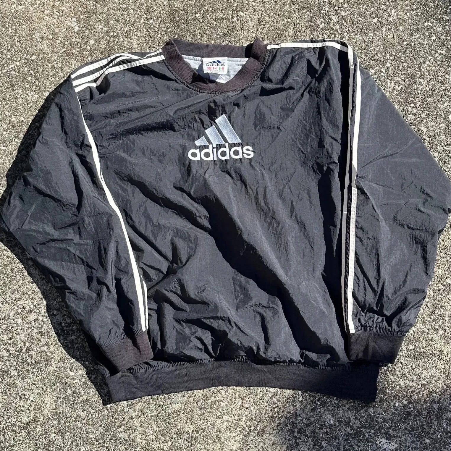 90s vintage adidas nylon pullover black performance logo - メルカリ