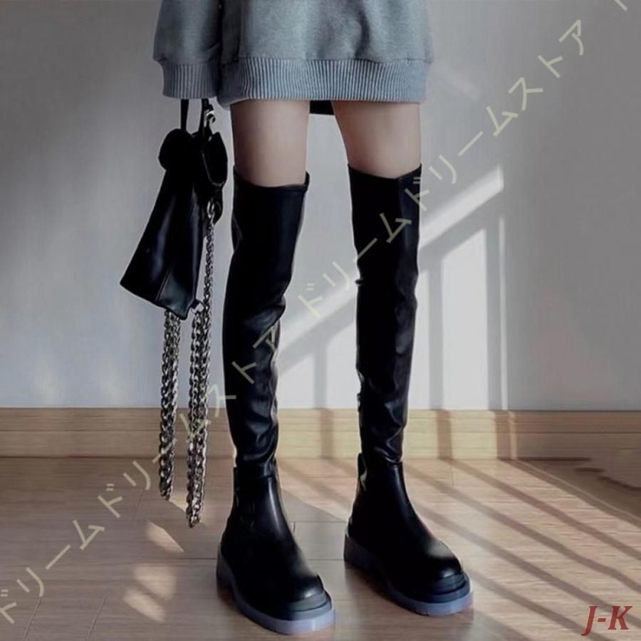 サイハイブーツ 黒 白 ストレッチ 厚底 美脚 ニーハイブーツ ロングブーツ ロング ブーツ ヒール 疲れない 歩きやすい 痛くない ハイヒール ロングブーツ 厚底 ニーハイブーツ ブーツ ニーハイ レディース