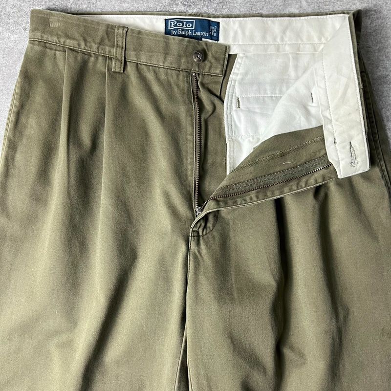 90s ポロバイ ラルフローレン コットン チノパンツ ポロチノ POLO 90s POLO RALPH LAUREN 2タック コットン チノ パンツ 32 30