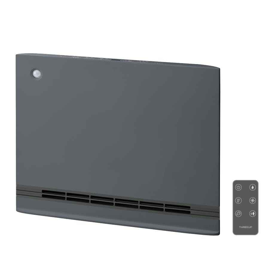 スリーアップ 超薄型 パネルセラミックヒーター 節電|室温センサー付 大風量 1200W 速暖モード付 温度設定 ワイドタイプ温風 安全設計 リモコン付 グレー CH-AZ0697GY