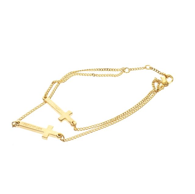 ディースクエアード DSQUARED2 Jesus Bracelets 2連クロスチェーン ブレスレット アクセサリー M ゴールド 金 S82AR0002 正規