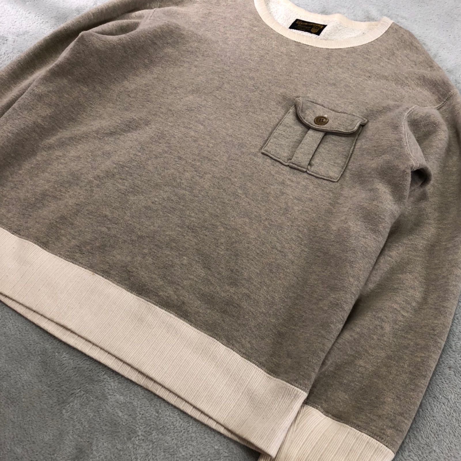 The REAL McCOY'S MILITARY POCKET SWEATSHIRT ミリタリースウェット ポケット付 トレーナー ロングスリーブ グレー リアルマッコイズ