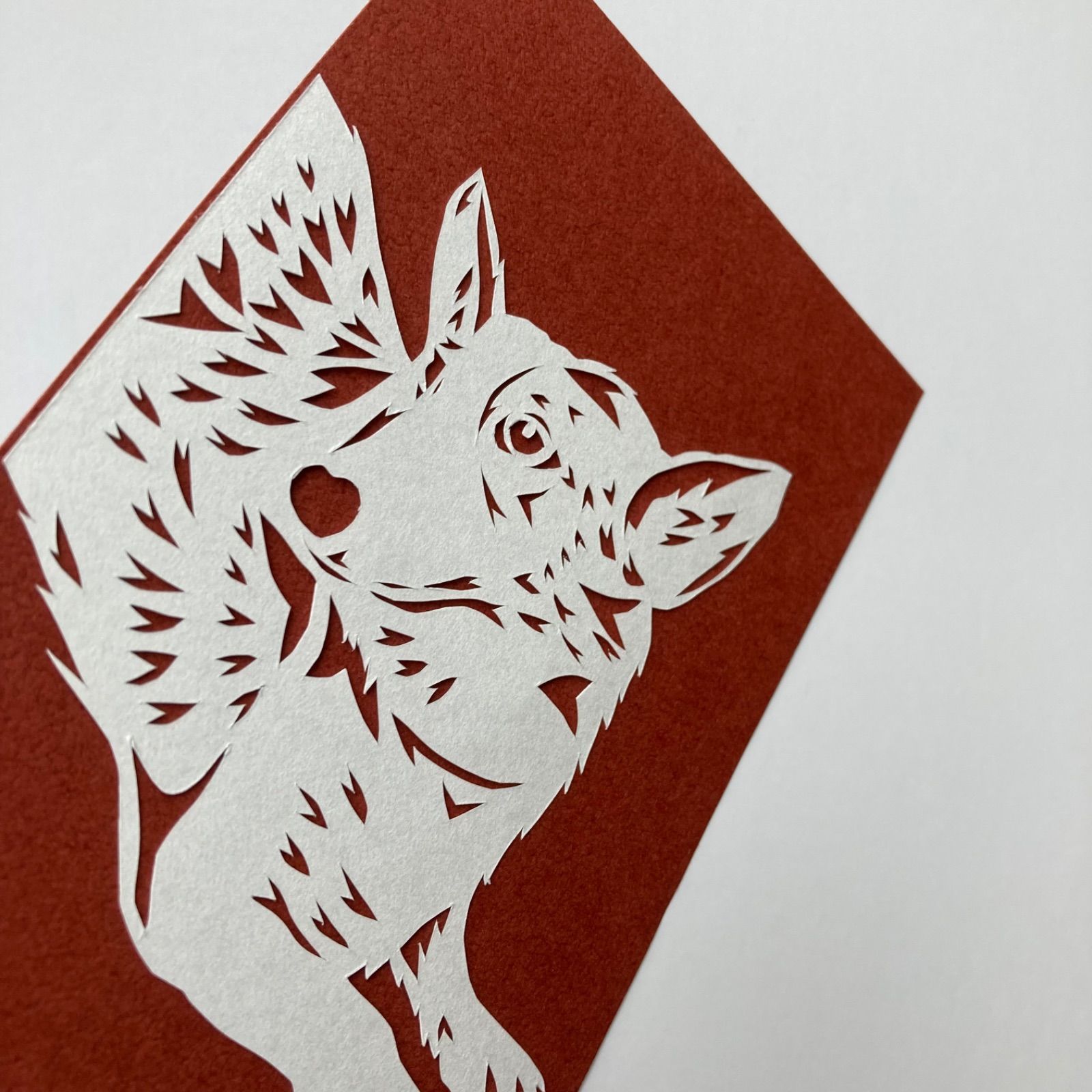 切り絵 【横顔シリーズ〜コーギー〜】「天真爛漫なぼく」サイズL