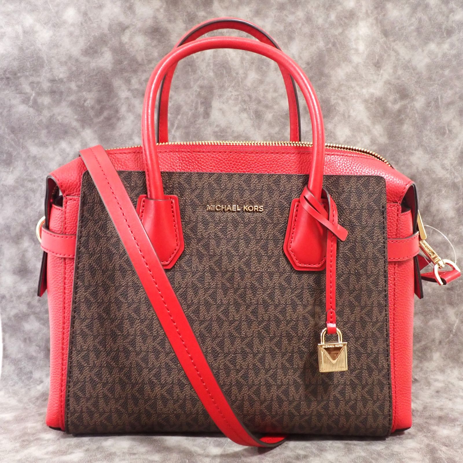 超 ♥ MICHAEL KORS マイケルコース 2wayバッグ ブラウン＆レッド ショルダーバッグ