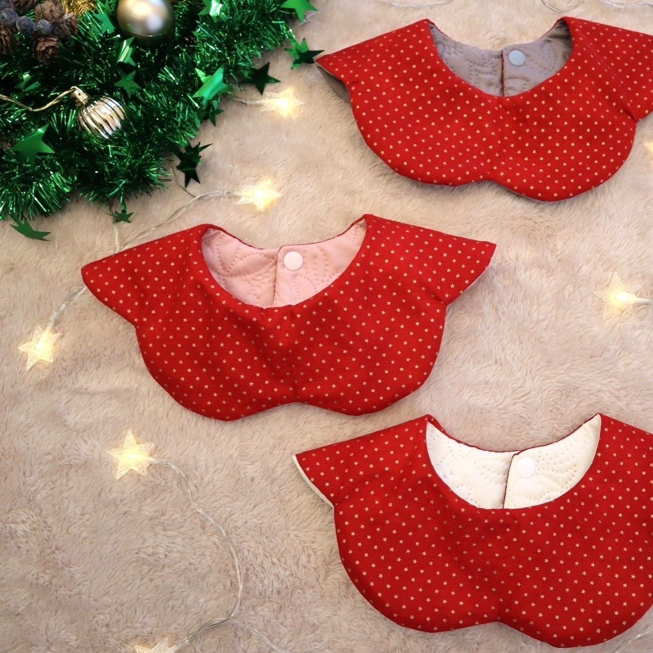 クリスマス☆ベビー キッズ そこはかとなく つけ襟 スタイ ふわふわ☆