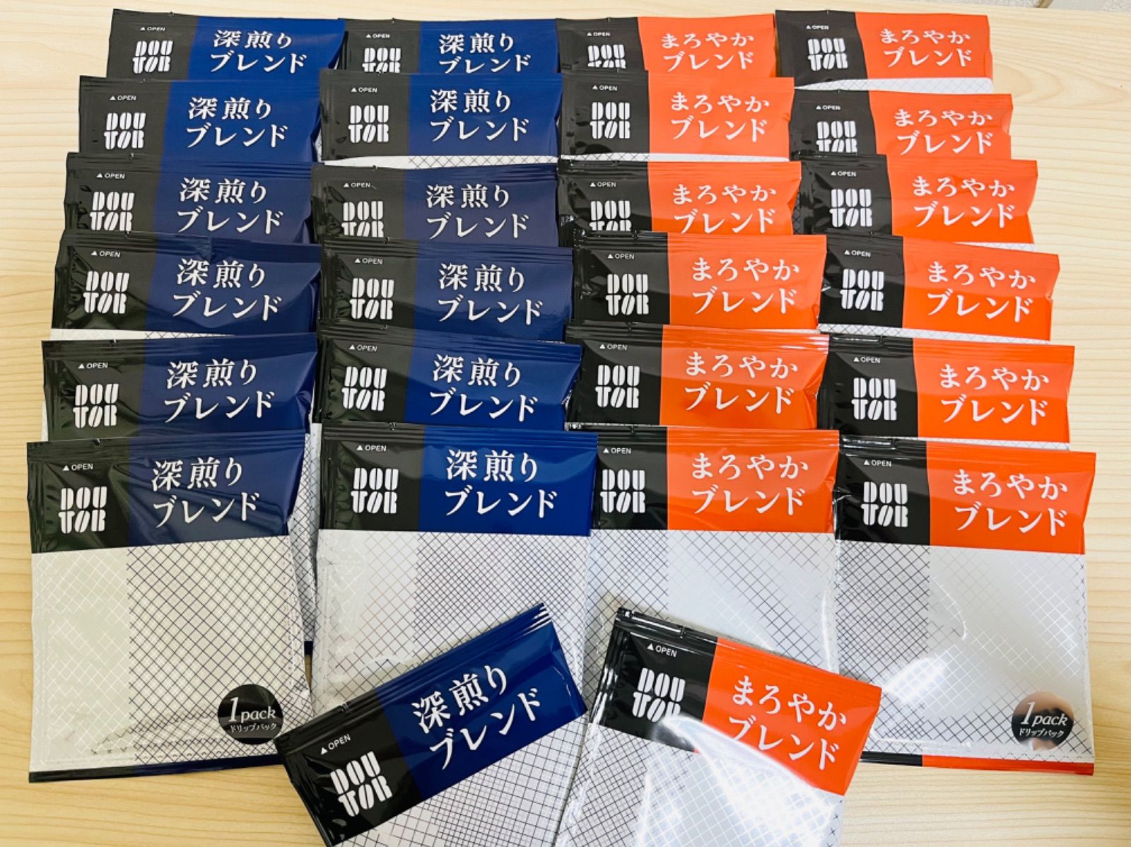 キリマンジャロ、深煎りブレンド各15袋、ドトールコーヒードリップパック個包装