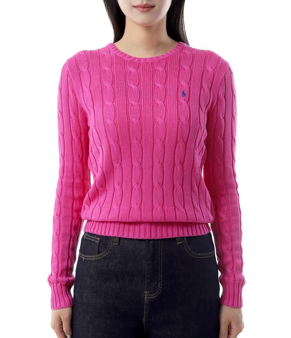 POLO RALPH LAUREN ケーブルニット　長袖　ピンク　ポニー刺繍 POLO RALPH LAUREN ポロラルフローレン ポニーロゴ 刺繍