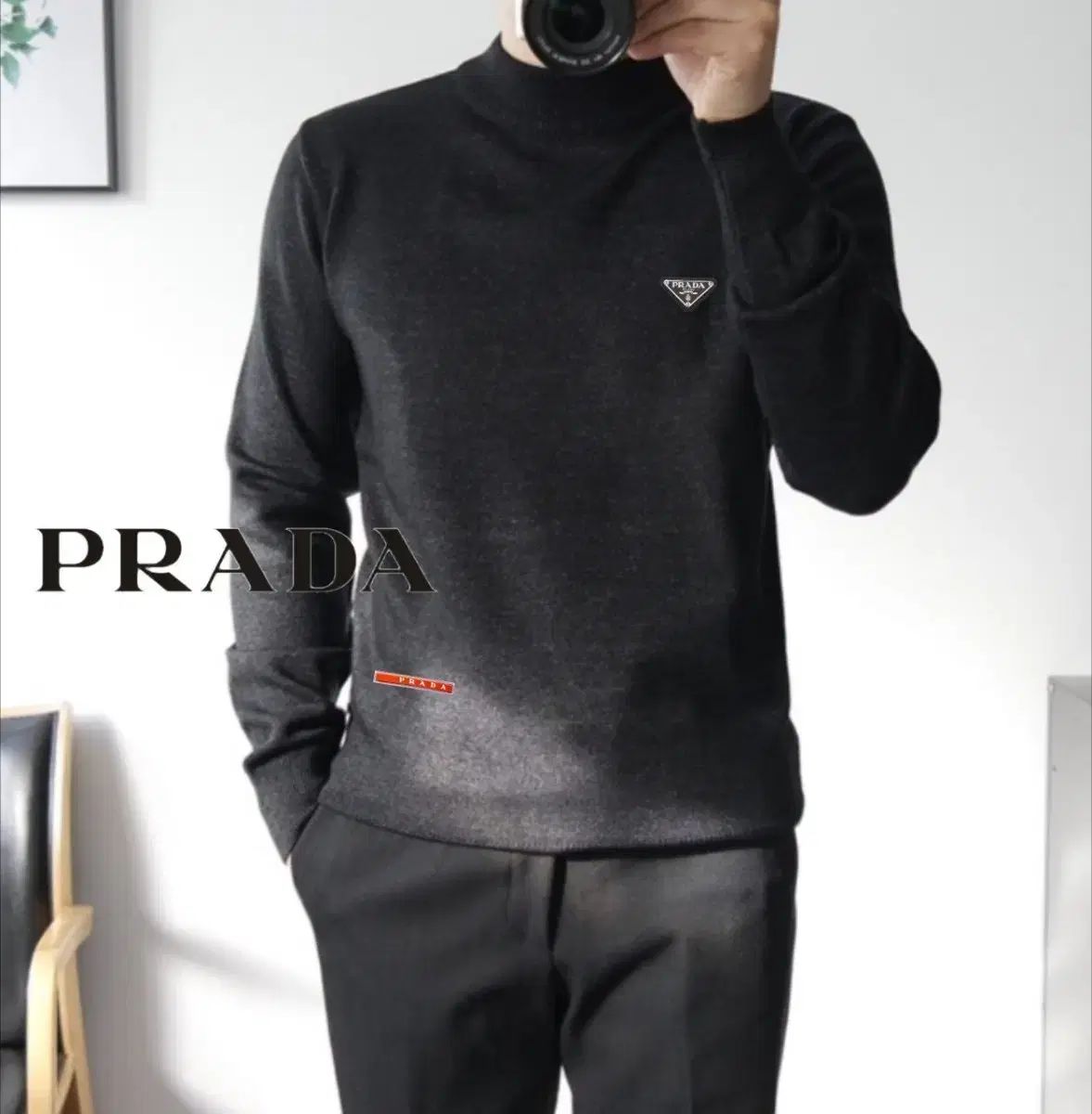 ルーバーロゴ カシミア ハイネック ニット