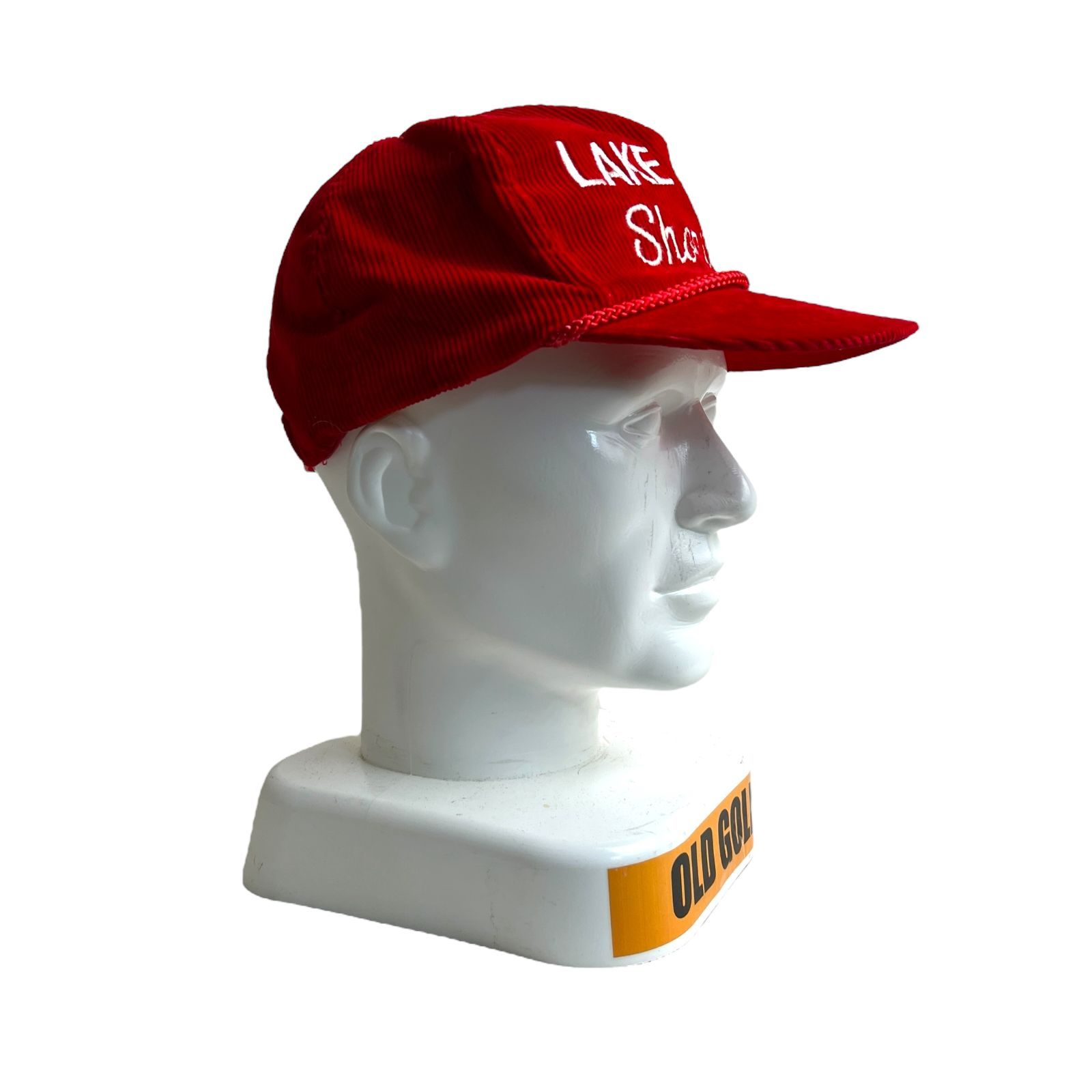 キャップ|帽子 90s LAKE SHORE Shorians レイク ショア ビンテージ コーデュロイ トラッカーキャップ レッド 赤 ホワイト 白