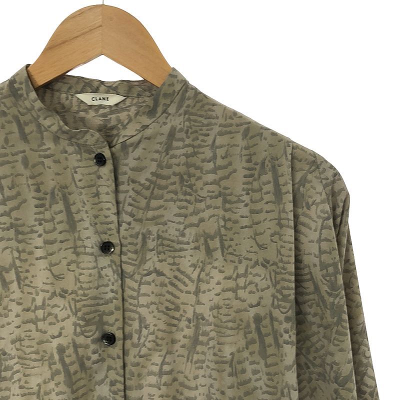 美品】 CLANE / クラネ | PYTHON OVER STAND SHIRT / 総柄 パイソン バンドカラー オーバー シャツ | 1 |  グレー系 | レディース - メルカリ