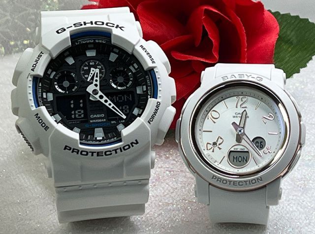 恋人たちのGショック ペアウオッチ G-SHOCK BABY-G  ペア腕時計 カシオ 2本セット アナデジ 電池式 GA-100B-7AJF BGA-290RA-7AJF  人気  婚約　夫婦 高級　クリスマス プレゼント おすすめ誕生日 御祝い還