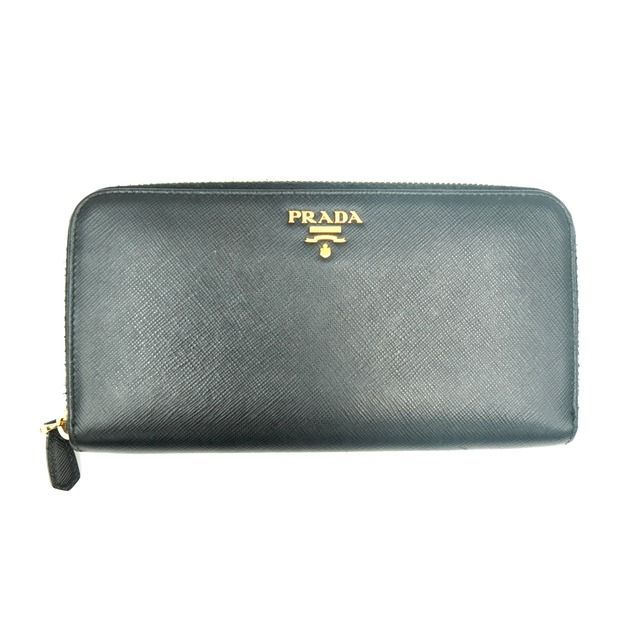 美品 PRADA プラダ サフィアーノ メタル ロゴ ラウンドファスナー 財布