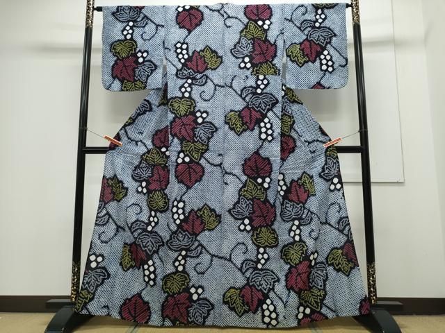 浴衣 有松鳴海絞り 花模様 小花 波 渦巻き 着物 033a d night parade