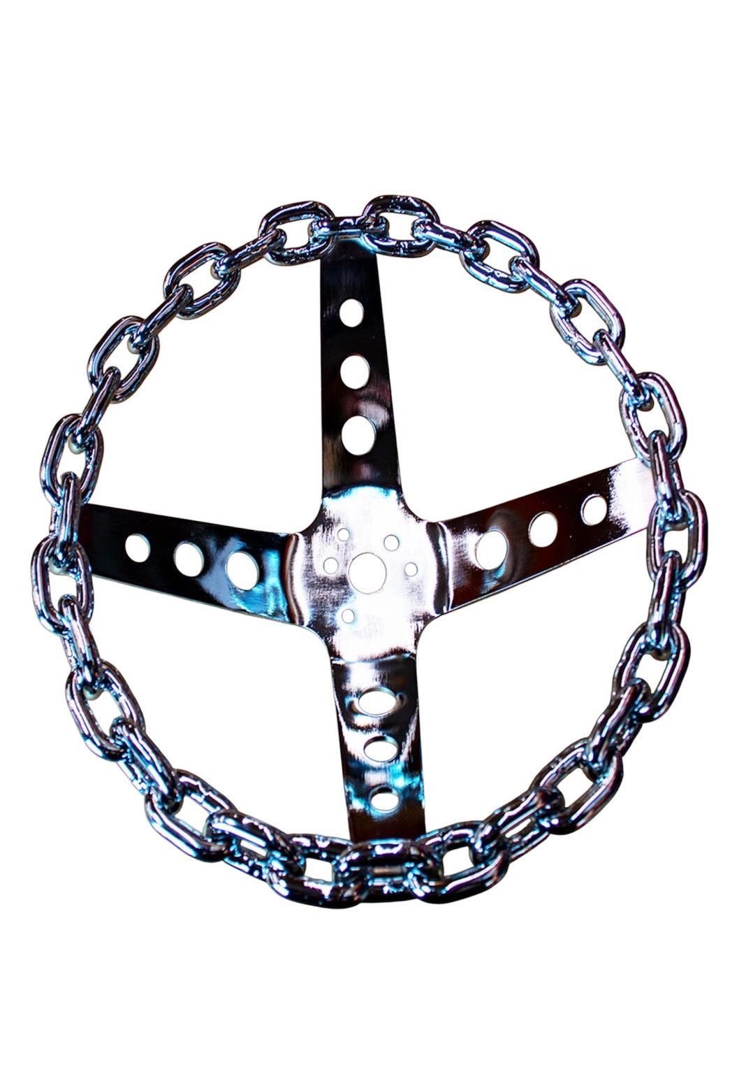 ステアリング　チェーン チェーン ステアリング 新品 11インチ ハンドル ホーンボタン