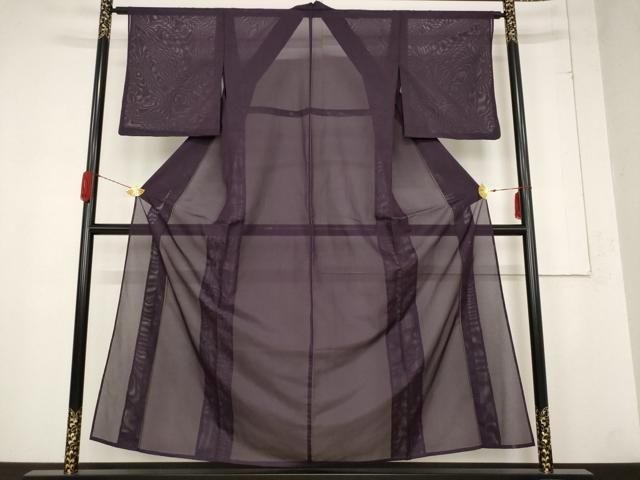 平和屋着物＊夏物 色無地 絽 烏羽色 洗える着物 AABB8636st