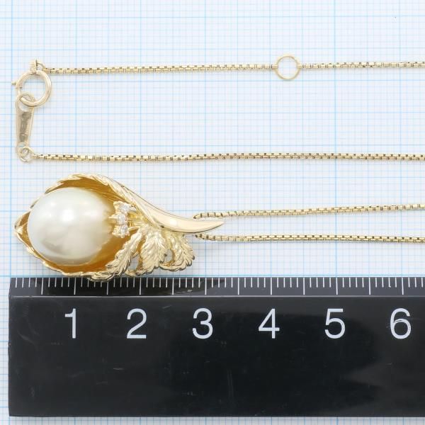 K18YG ネックレス 南洋真珠 ダイヤ カード鑑別書 総重量約11.8g 約42cm