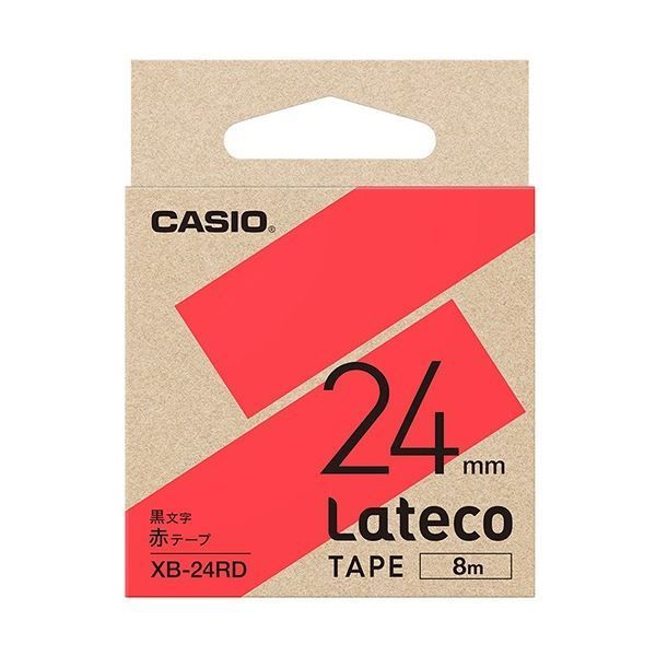 (まとめ) カシオ ラテコ 詰替用テープ 24mm×8m 赤/黒文字 XB-24RD 1個 