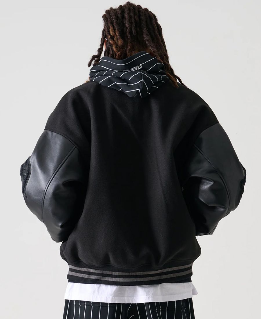 FUBU VARSITY JACKET【BLACK】(フブ メンズ 大きいサイズ スタジャン