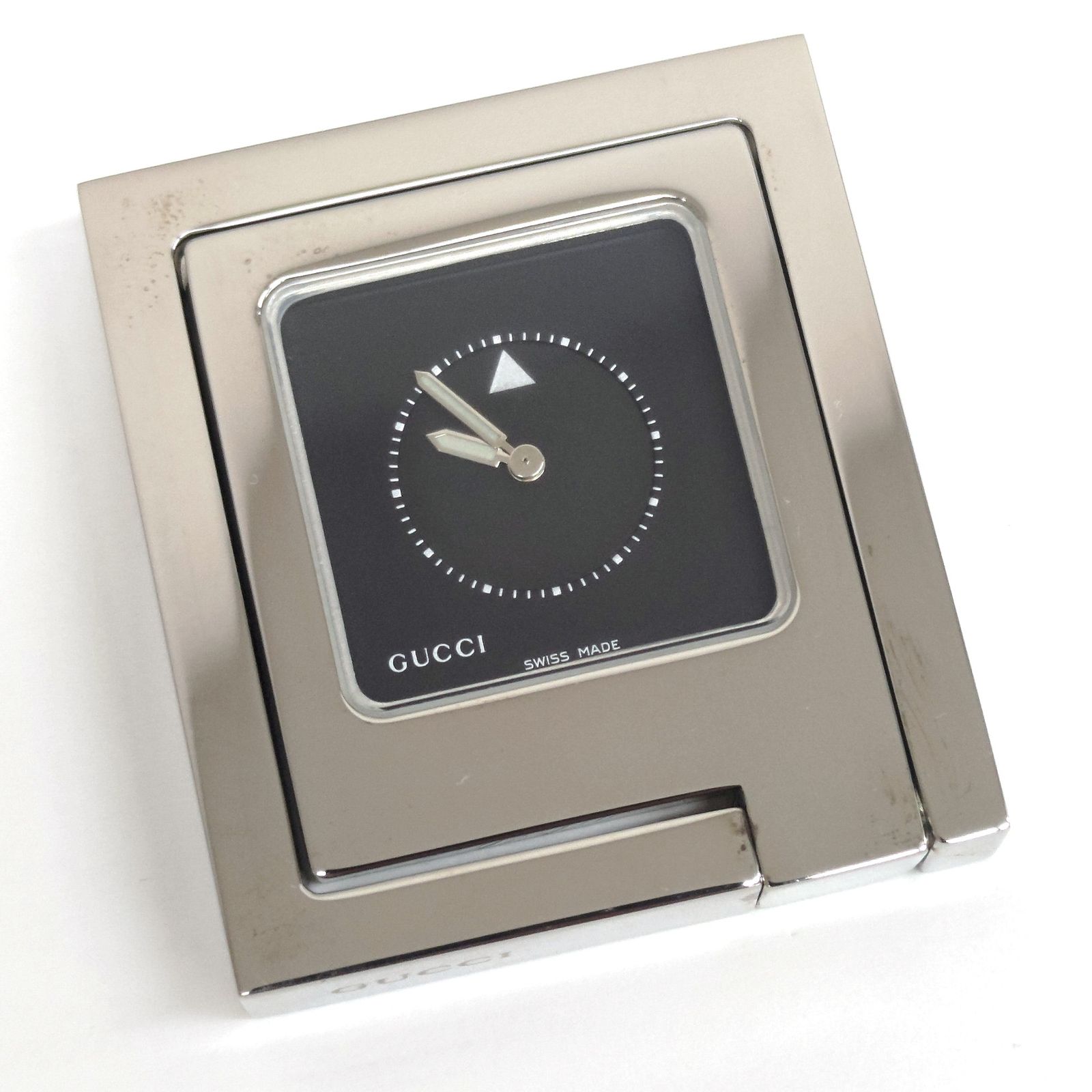 GUCCI スクエアクオーツ 卓上時計 置き時計 不動品 ジャンク ケース付き JA-2