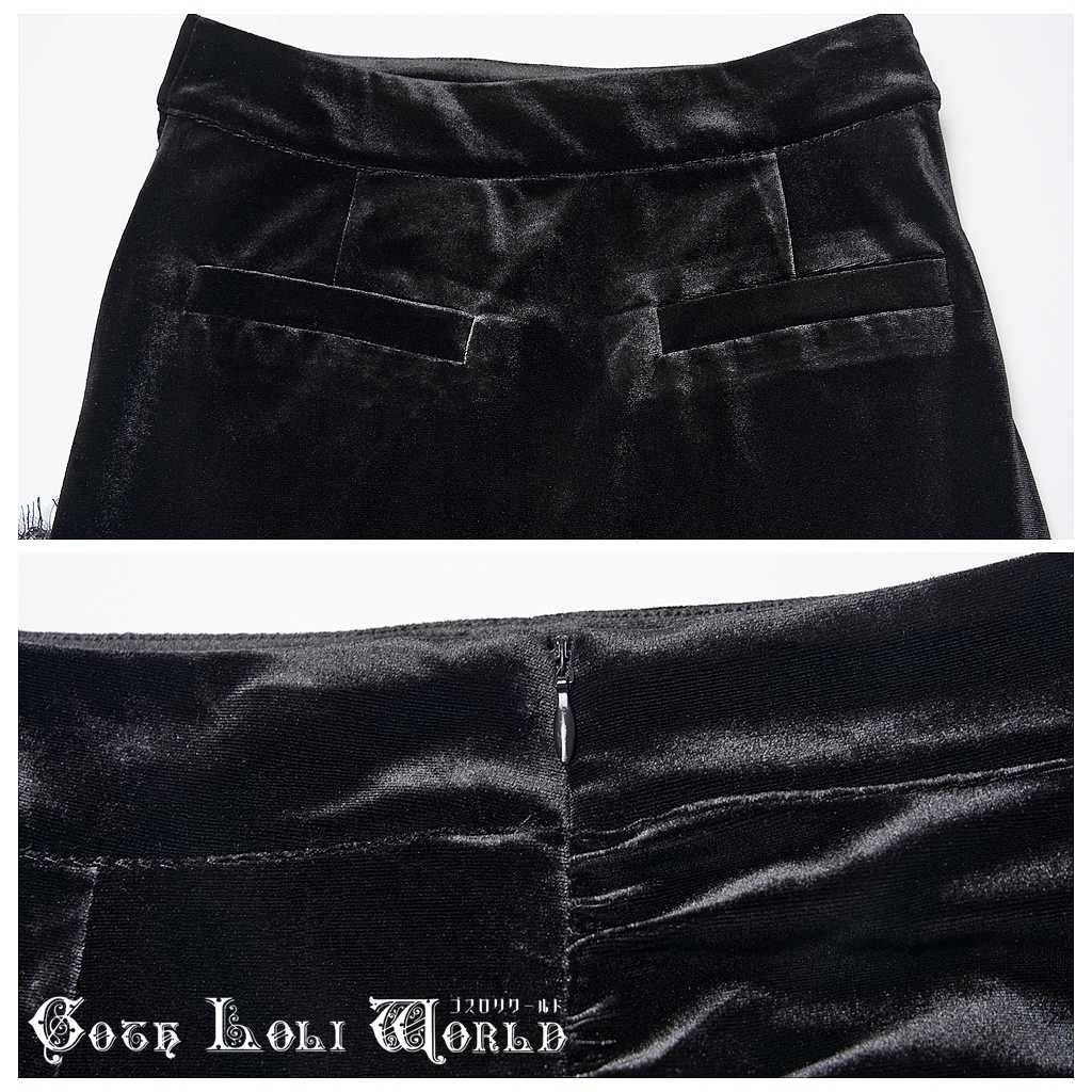 ゴスロリワールド WQ-899BQF-BK ゴスロリ ファッション アシメシャーリング マーメイドスカート 黒色 ゴシック ロリィタ ロリータ ビジュアル系 V系 地雷系 GULLKHAN_COM