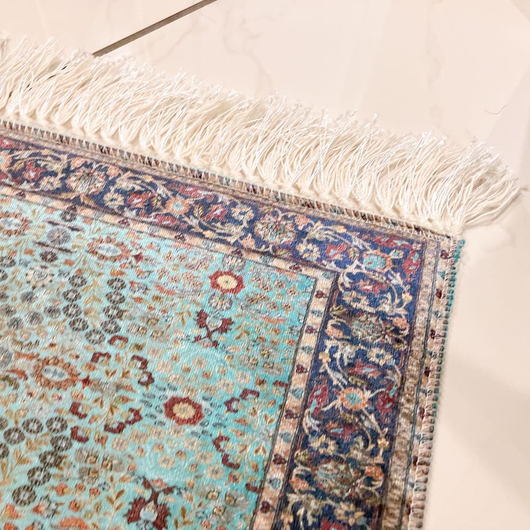 正方形 トルコ製ミニ絨毯 ラグ ペルシャ風 マット北欧 エスニック ...