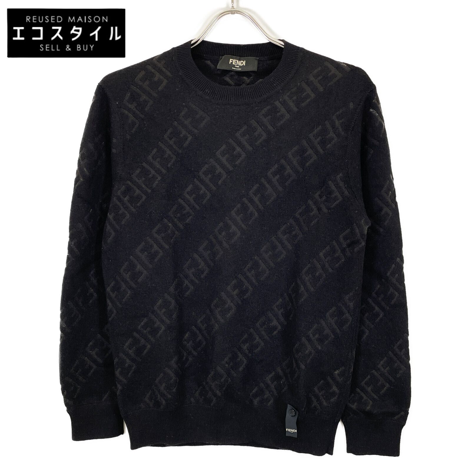 FENDI フェンディ 21年製 FZY111 Fロゴ ズッカ柄 ニットセーター 46