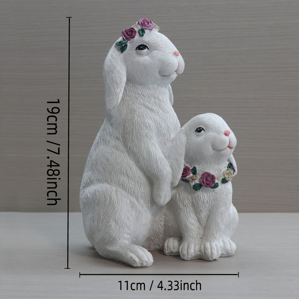 置物 オブジェ ガーデンオーナメント ウサギの親子 うさぎ ラビット 白 ホワイト 屋外 屋内 インテリア 玄関 リビング ダイニング 装飾 庭 ガーデニング 装飾 ガーデン 可愛い ギフト インテリア用品 贈り物 雑貨 樹脂