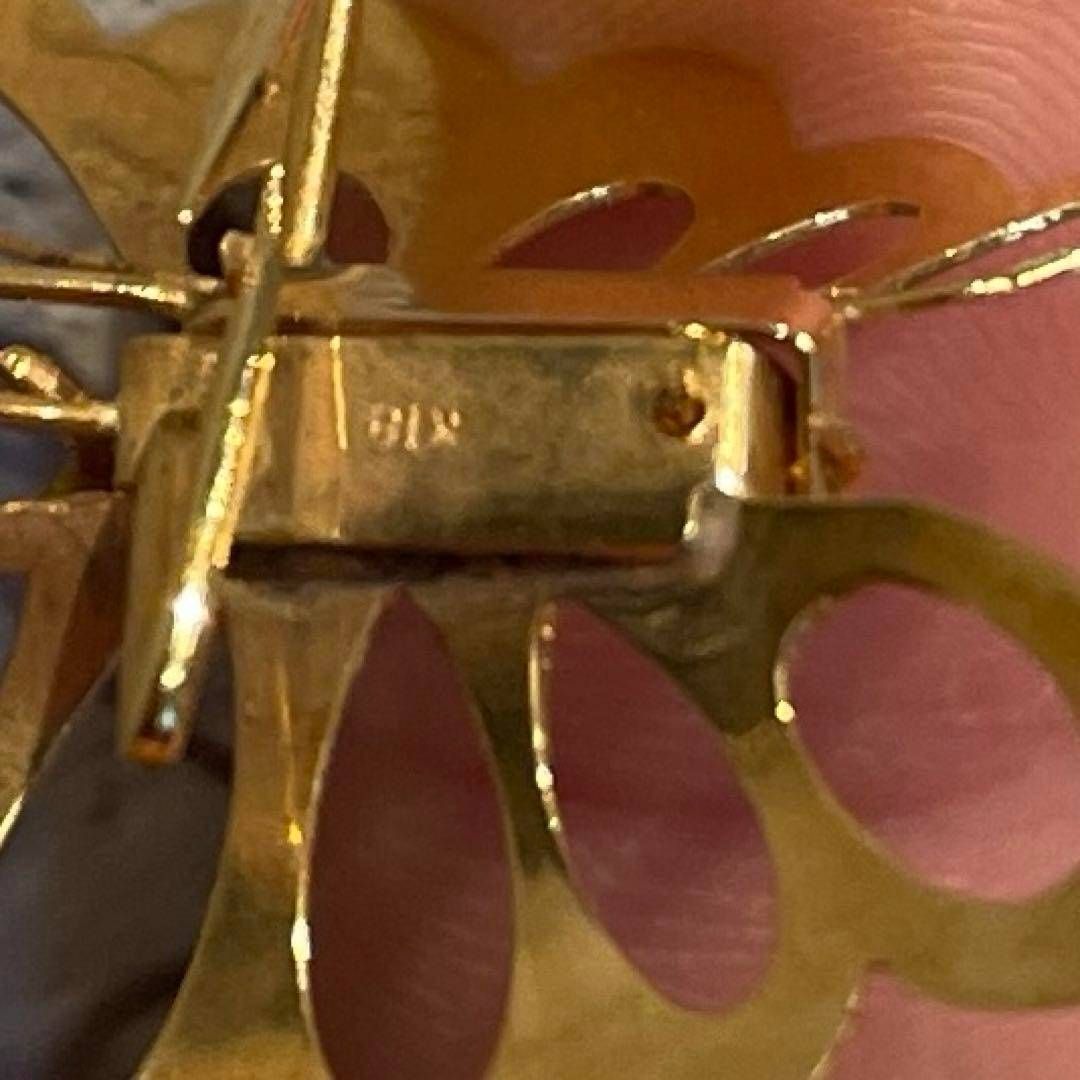 K18 蝶々 ブローチ ねじ式 バタフライ アンティーク ヴィンテージ 昭和