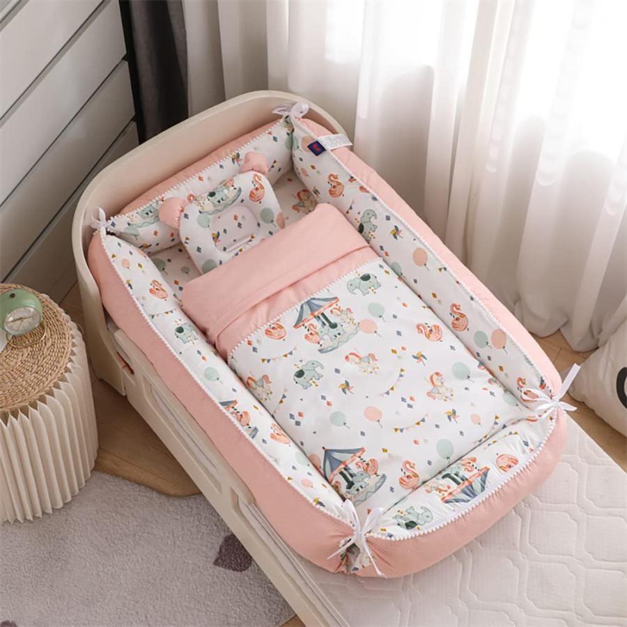 Luddy ベッドインベッド ベビーネスト ベビーベッド 新生児 添い寝 軽量ベッド 快適な素材 ポータブル 簡単取り外し 洗濯 出産祝い 0-