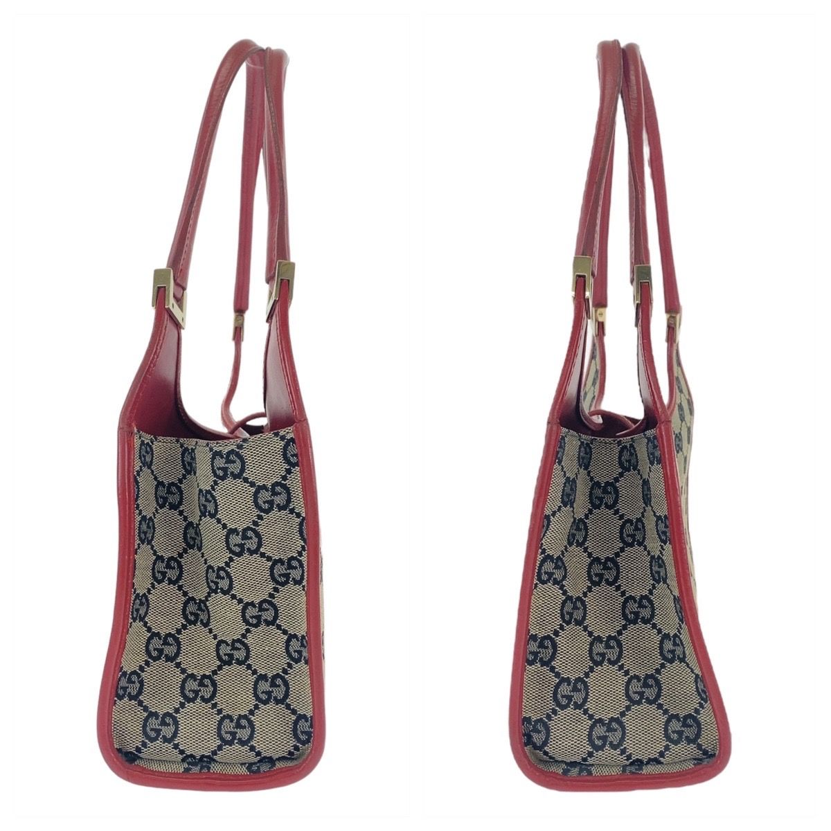 GUCCI グッチ ジャッキー レッド ベージュ ゴールド金具 GGキャンバス 