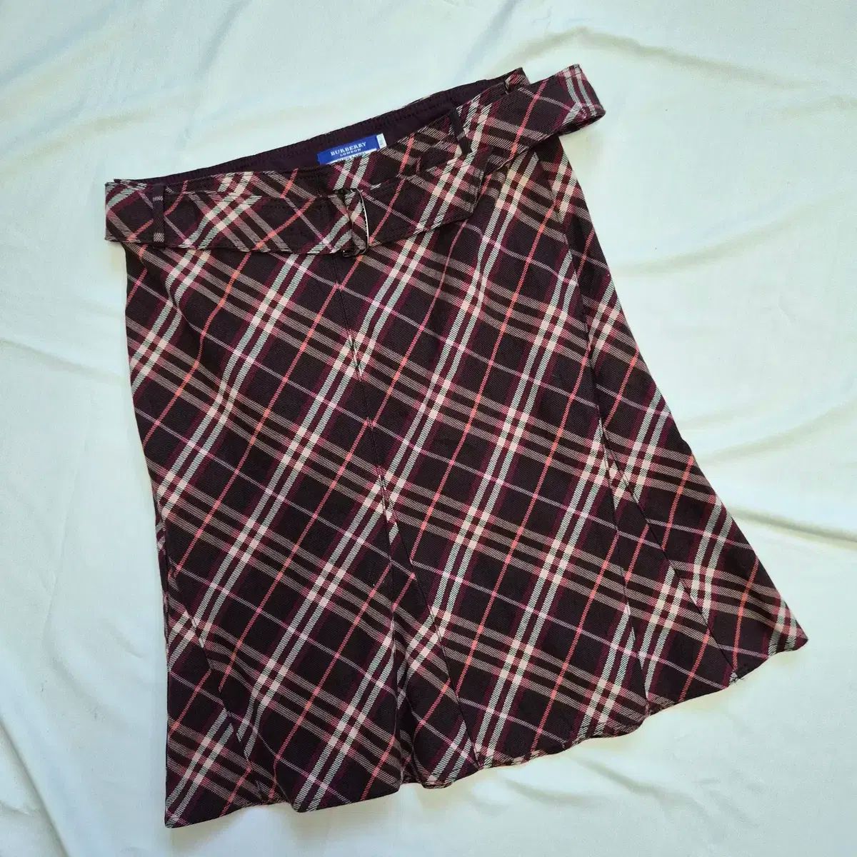 バーバリーブルーレーベル　ノバチェック　フレアスカート　リボン　ロゴボタン Burberry Blue label チェックスカート バーバリーブルー