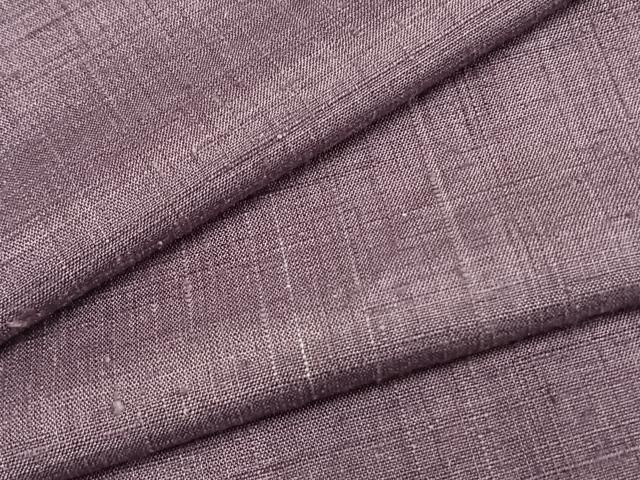 平和屋着物▽真綿紬 単衣 色無地 草木染 葡萄鼠色 反端付き 正絹 逸品
