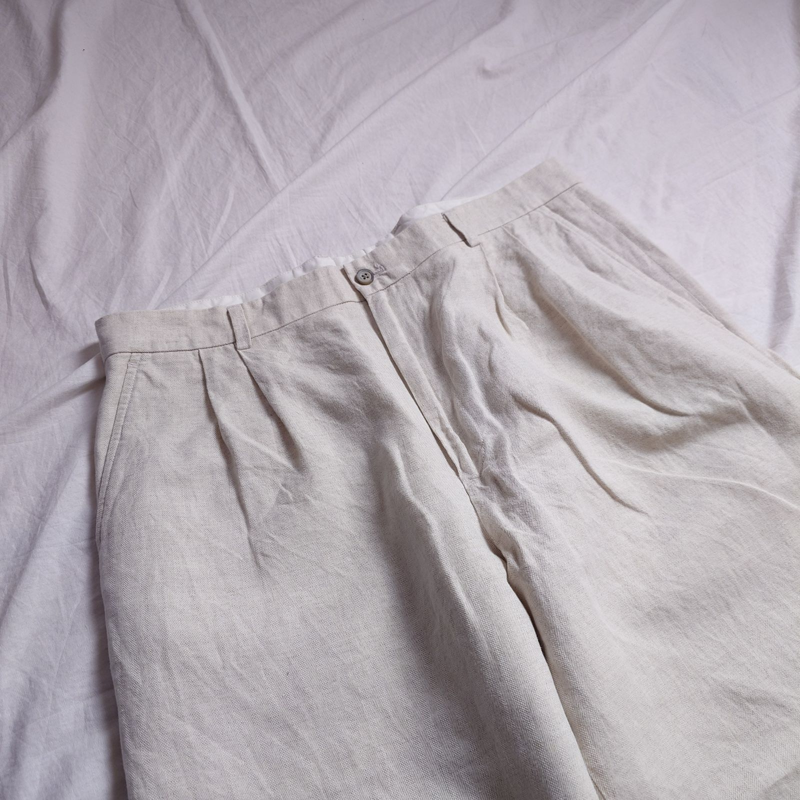 00s】claiborne クレイボーン リネンコットンパンツ ツータック 楽天