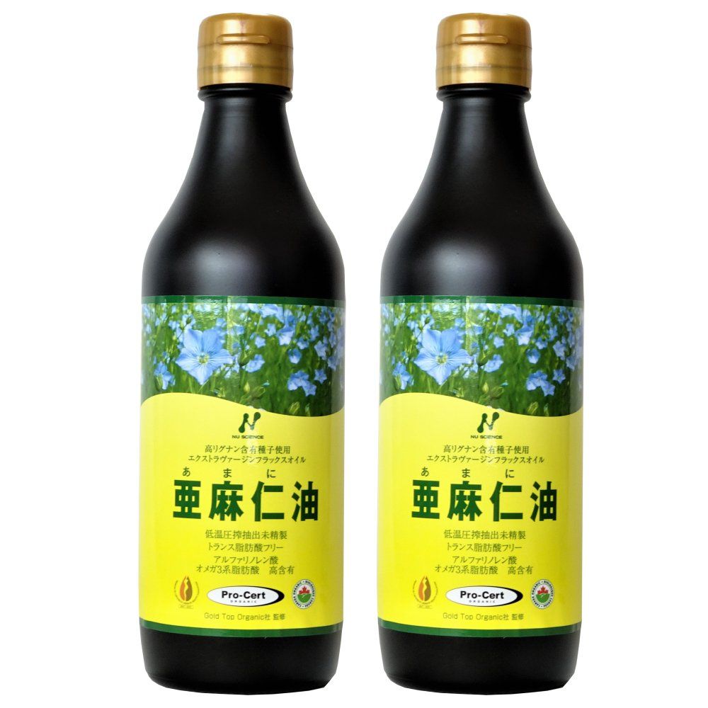 ニューサイエンス 亜麻仁油 フラックスオイル 370ml×2本セット カナダ産