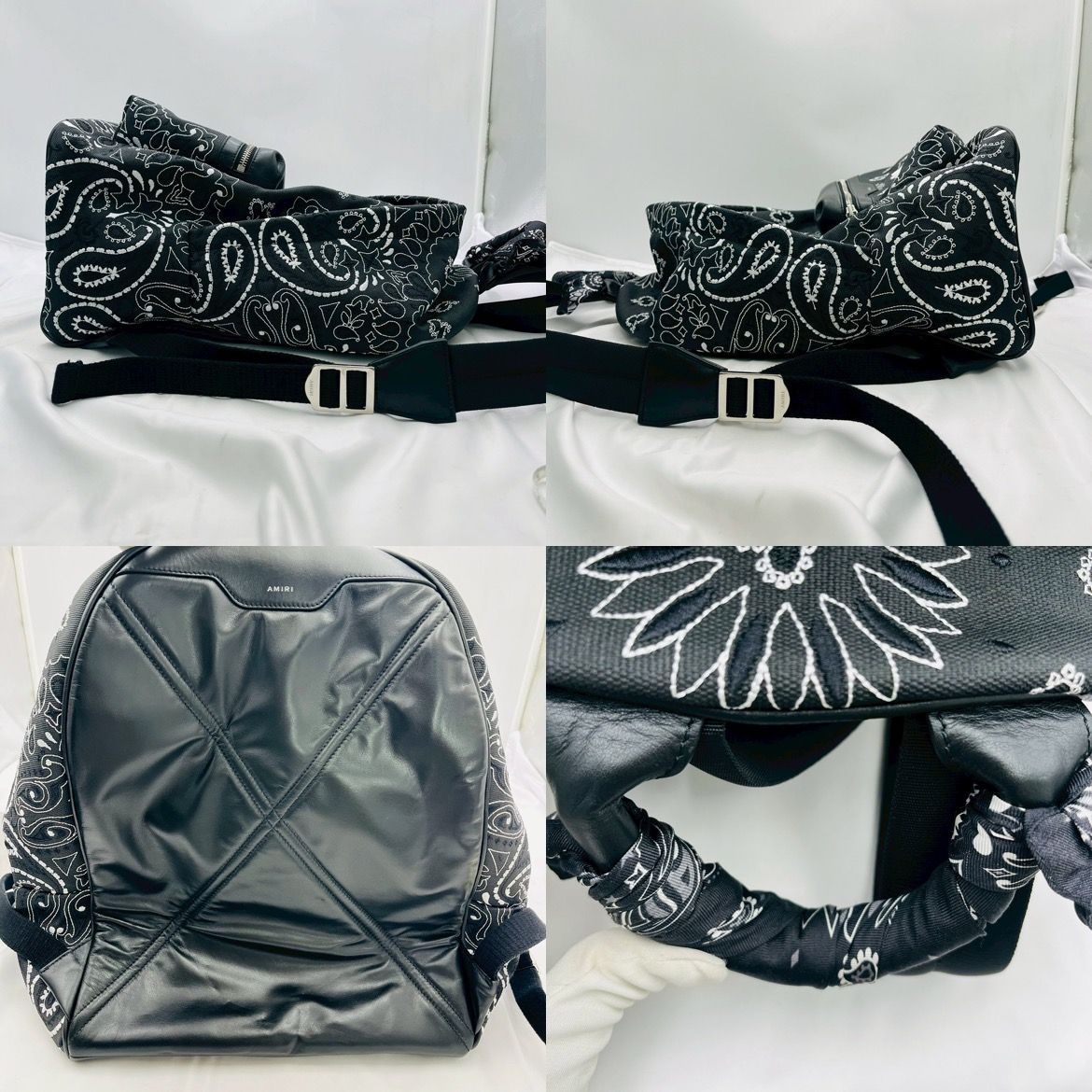 ❗️✨未使用品✨❗️】 AMIRI キャンバス×レザー バックパック 黒白