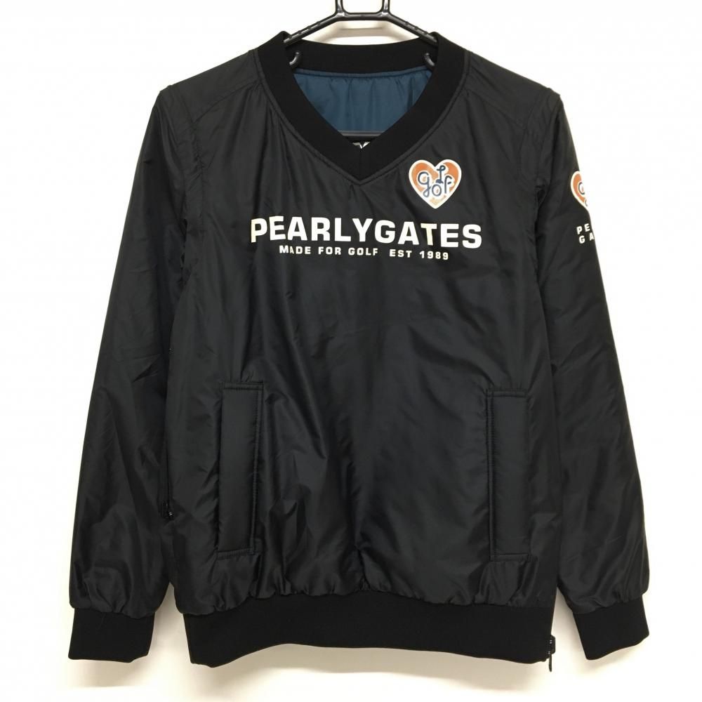 パーリーゲイツ 中綿リバーシブルスニード 黒×白 袖着脱可 Vネック レディース 1 M ゴルフウェア PEARLY GATES