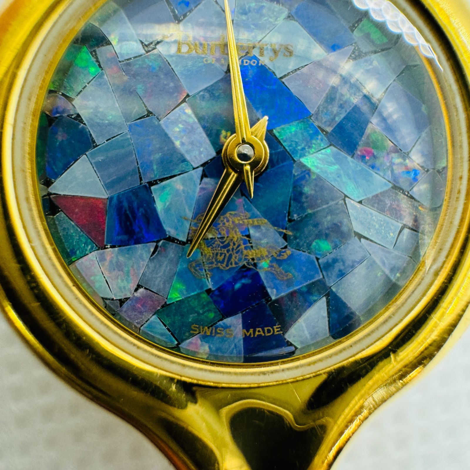 BURBERRY アナログ時計 ゴールド/ブルー S【ヴィンテージ】Burberry