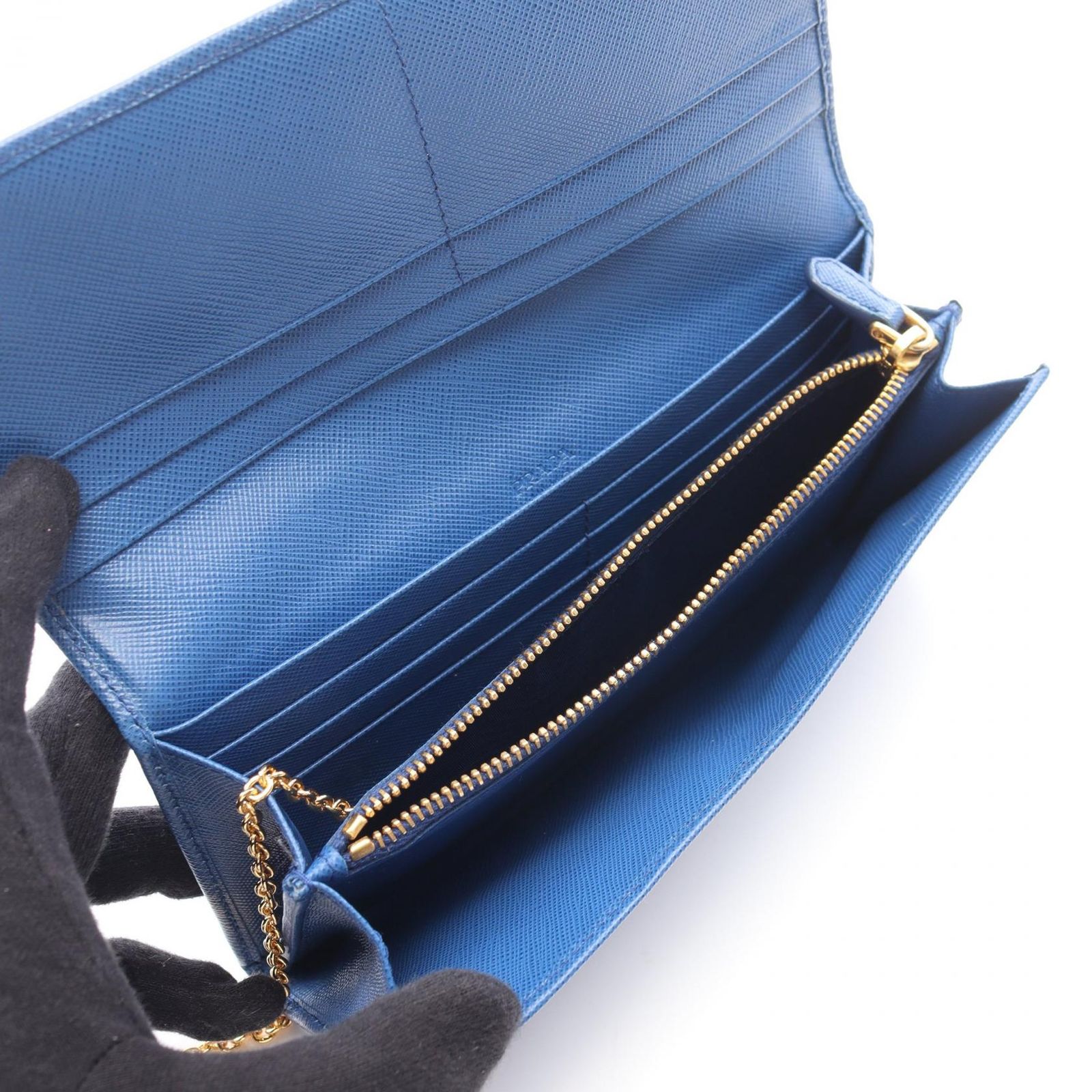 PRADA 1M1132 サフィアーノレザー 二つ折り長財布 ブルー プラダ PRADA 二つ折り長財布 SAFFIANO 1M1132 ブルー サフィアーノ
